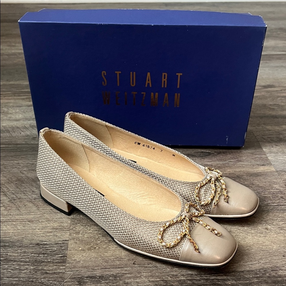Vtg Stuart Weitzman chainel herringbone cord Ballet Flats Size 7 N ♣️